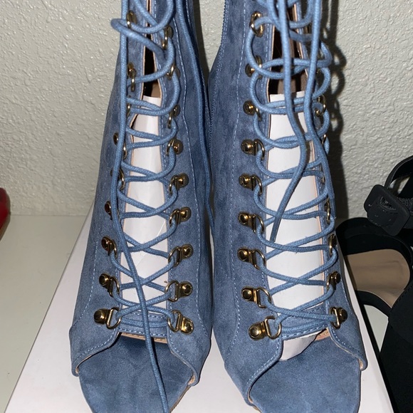 Light Denim High Hell Booties - Picture 1 of 3